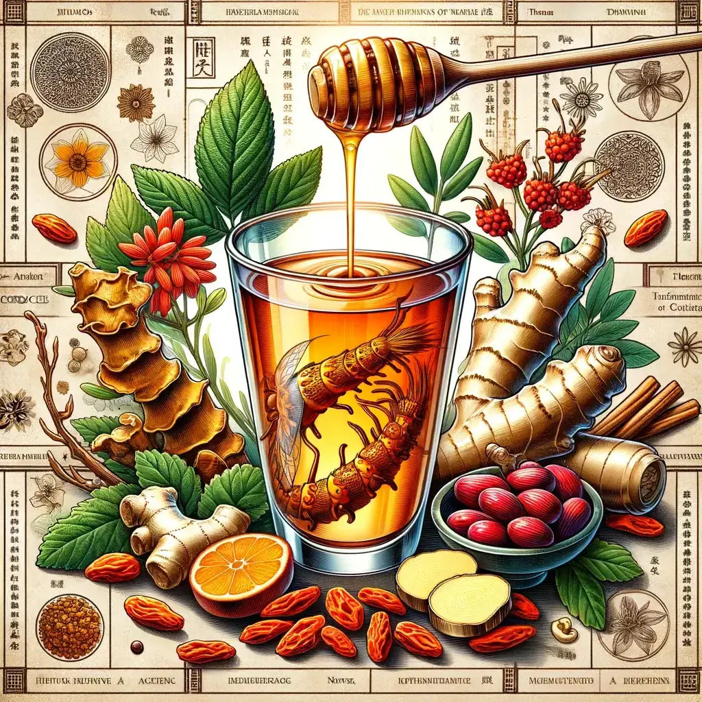 Medical Drawing Of the Cordyceps & Goji Berry TCM Elixir