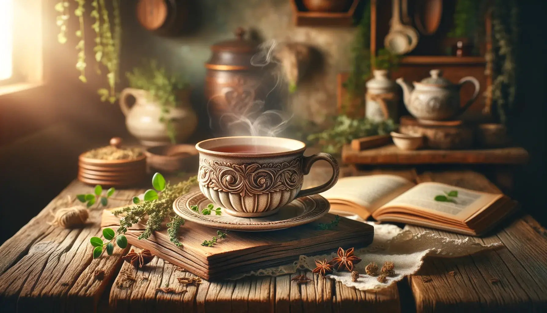 Herbal Detox Recipe: Liver Support Tea on Rustic wooden table.