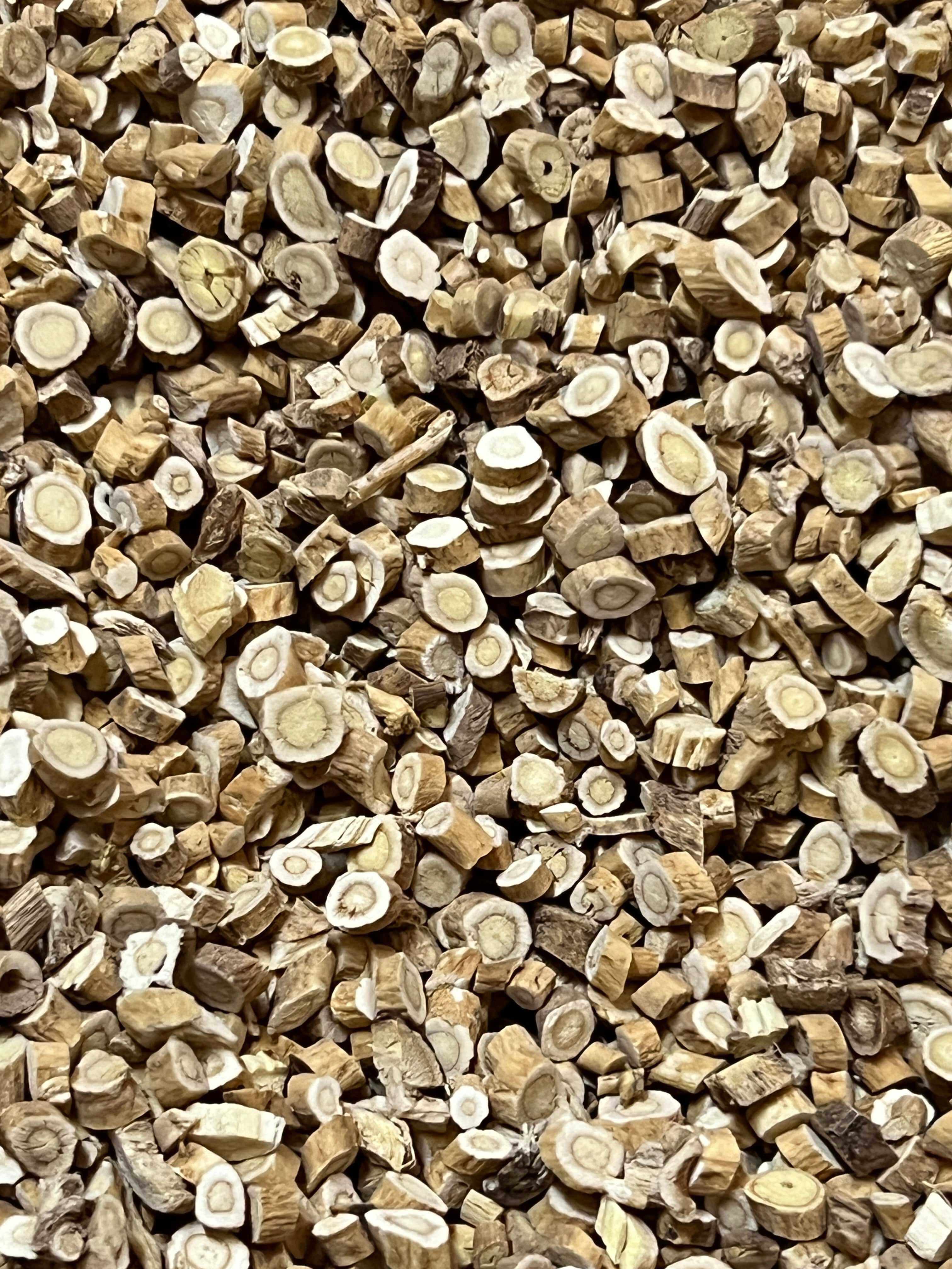 Sacred Plant Co’s high-quality Astragalus Root, featuring smooth cuts and organic tones for superior herbal benefits.