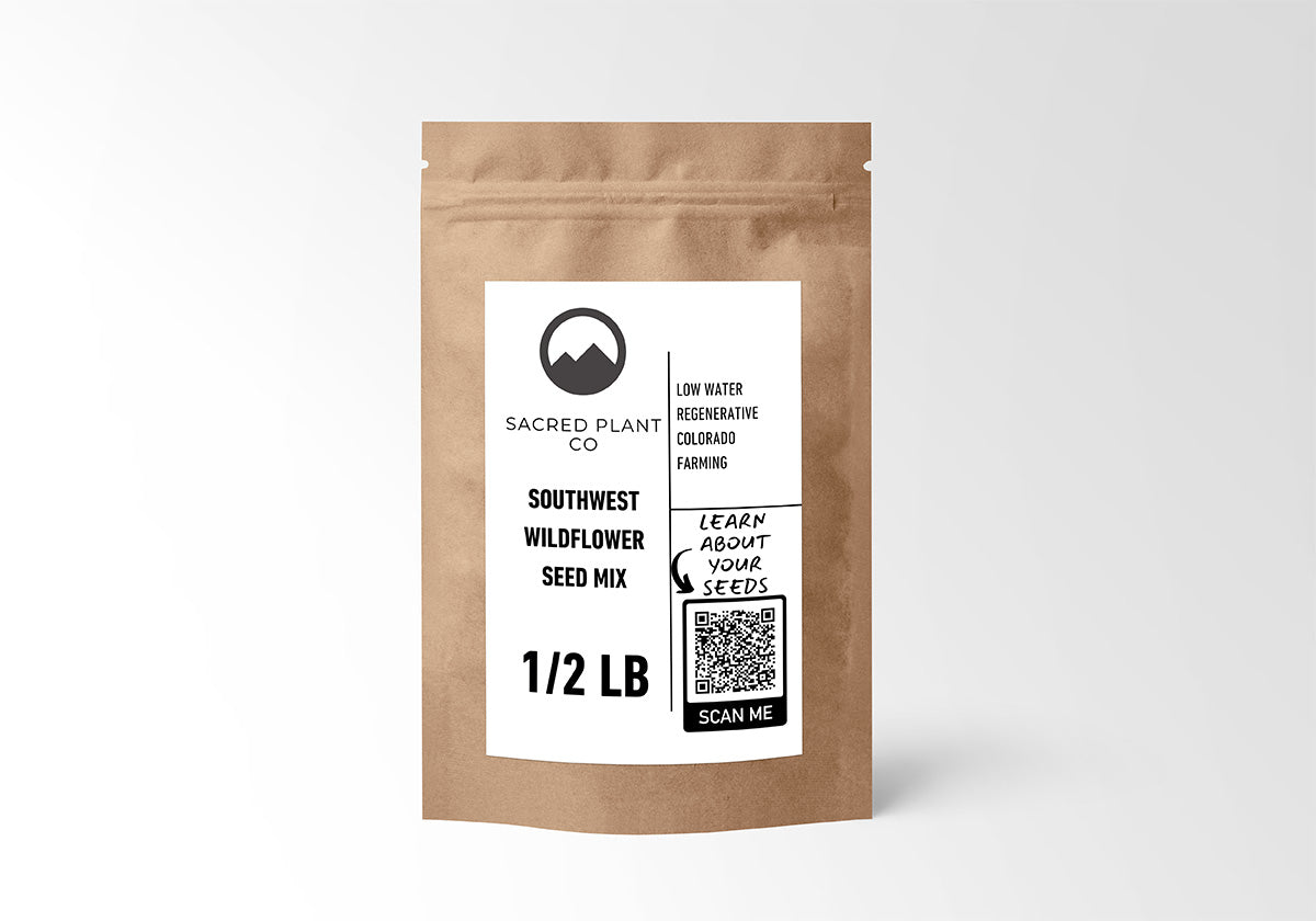 Southwest Wildflower Mix ½ lb pouch – regenerative, heat-tolerant blooms for low-elevation, water-wise landscapes by Sacred Plant Co