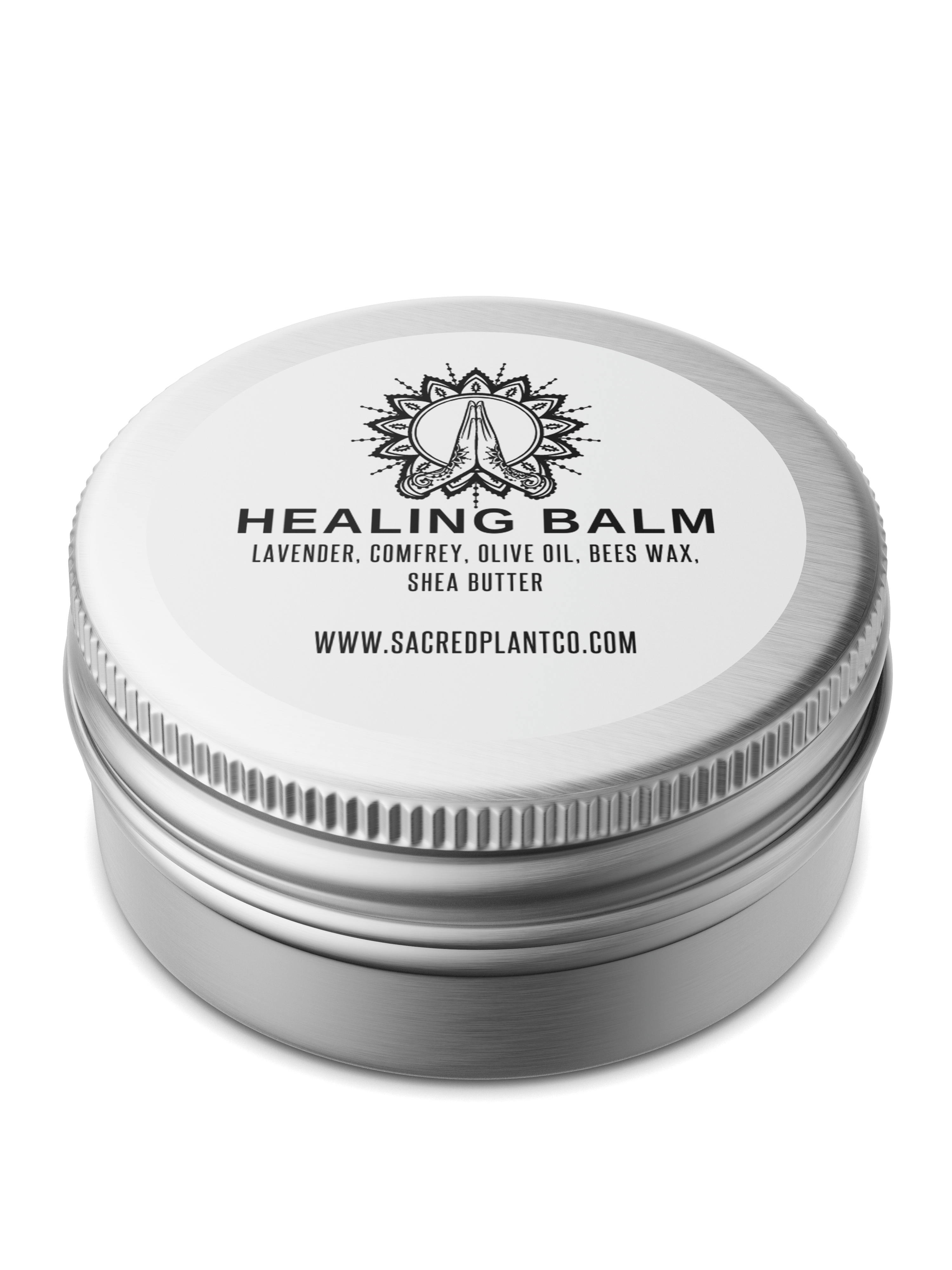 Healing Lavender and Comfrey Balm tin.