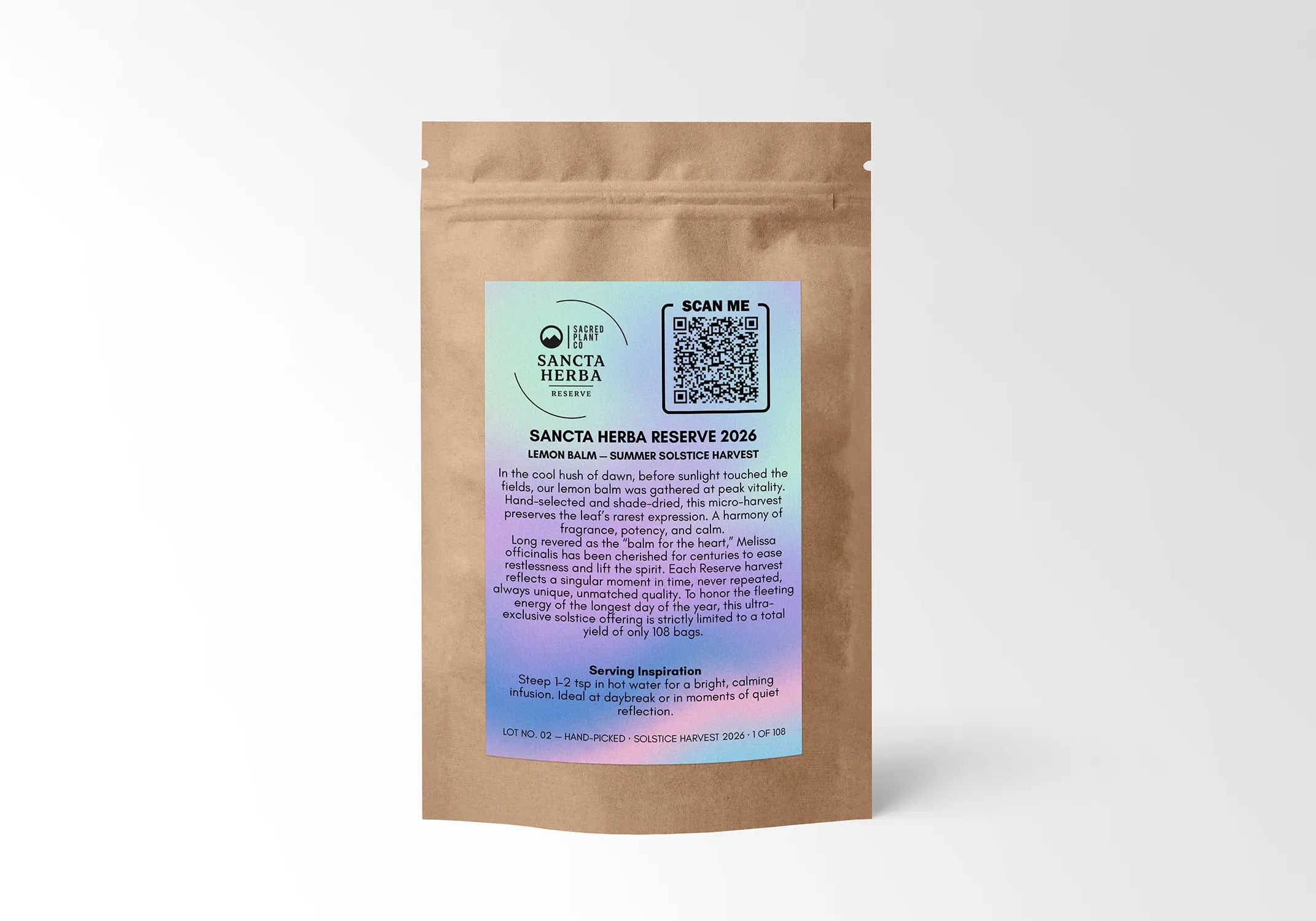 Lemon Balm, Sancta Herba Reserve Dawn Harvest, Cut & Sifted Melissa officinalis Loose Leaf Tea, 1 oz (Lot 02, Limited to 108 Bags)