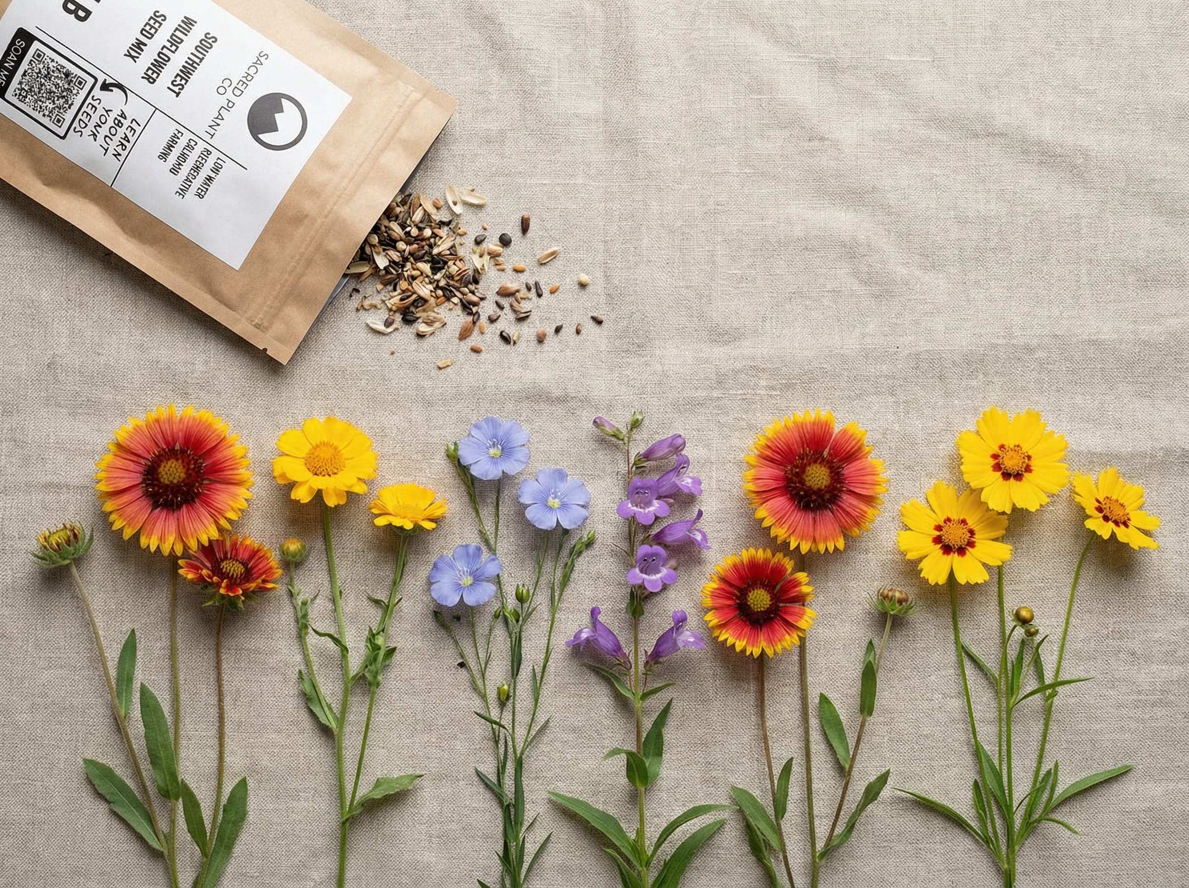 Southwest Wildflower Seed Mix for Hot, Dry Low-Elevation Gardens (AZ, NM, UT, S. CA, S. NV) | Non-GMO, Untreated Pollinator Blend