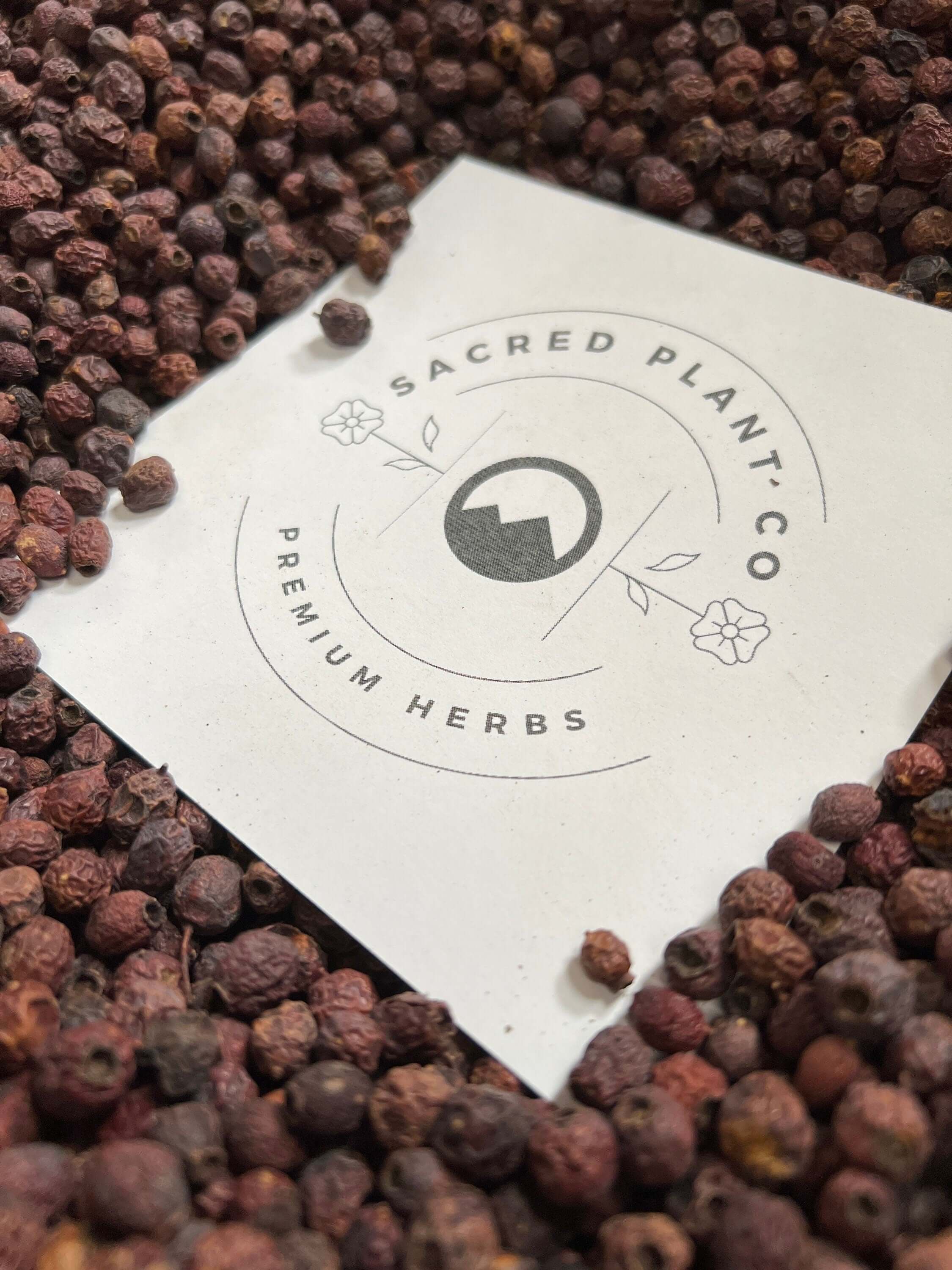 Premium Hawthorn Berries with natural textures, highlighting Sacred Plant Co’s commitment to high-quality, sustainably sourced herbs.