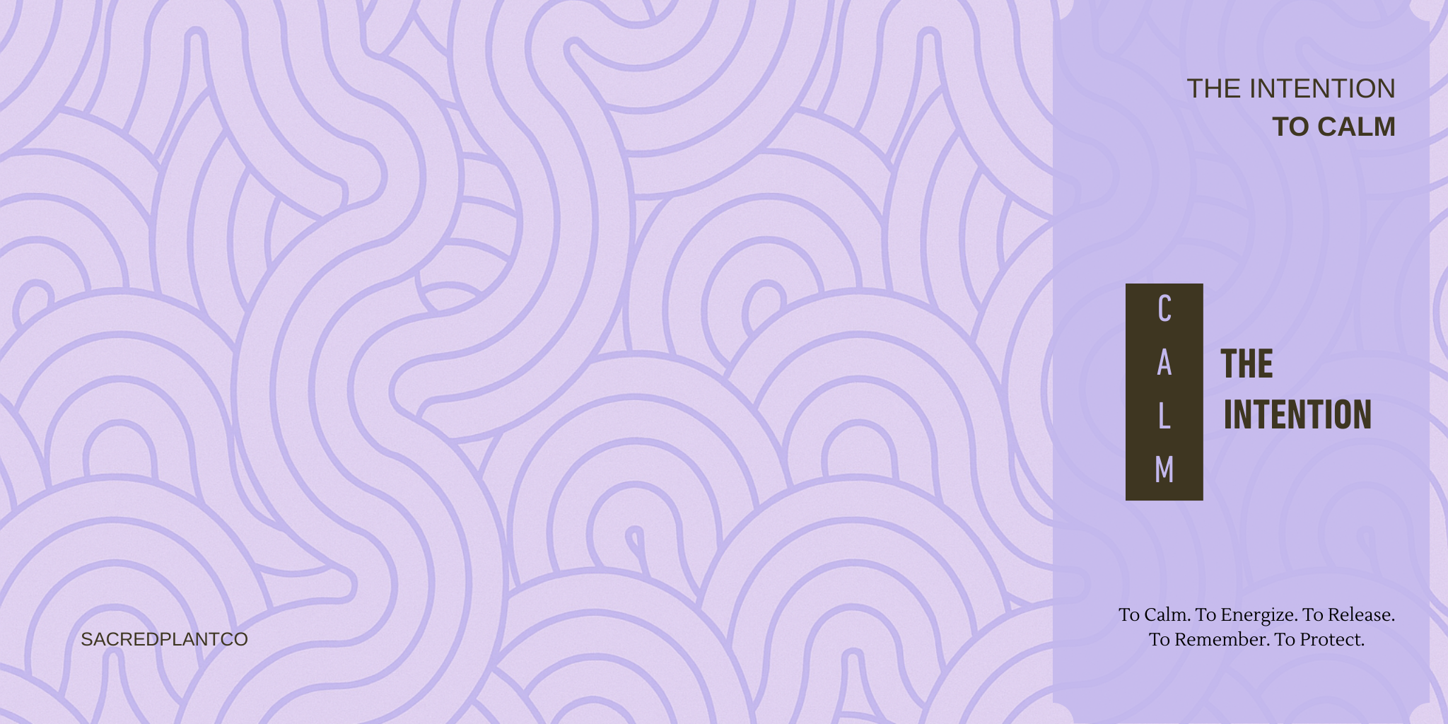 Soft lavender purple graphic design with abstract maze-like calming curves.