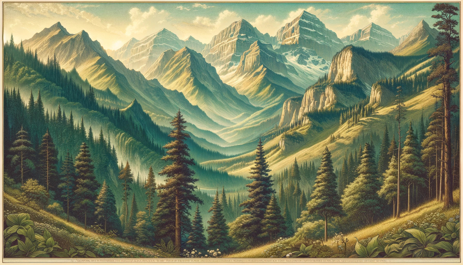 Colorado Rockies Landscape: An enchanting landscape of the Colorado Rockies, capturing the rugged, wild beauty of the mountains, setting the mood for the folklore-inspired Slide Rock Bolter Tea.
