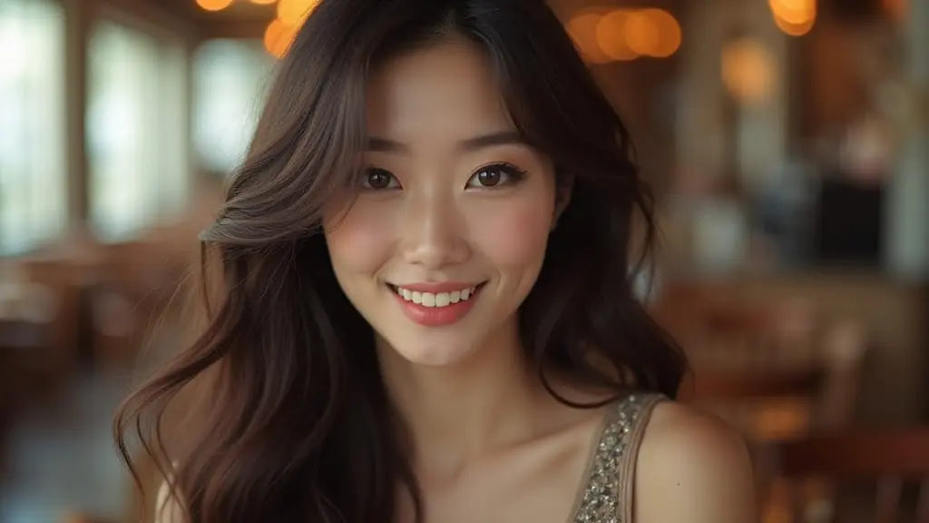 Smiling woman with long healthy hair symbolizing the benefits of Chinese herbs for natural hair growth and modern beauty, Sacred Plant Co