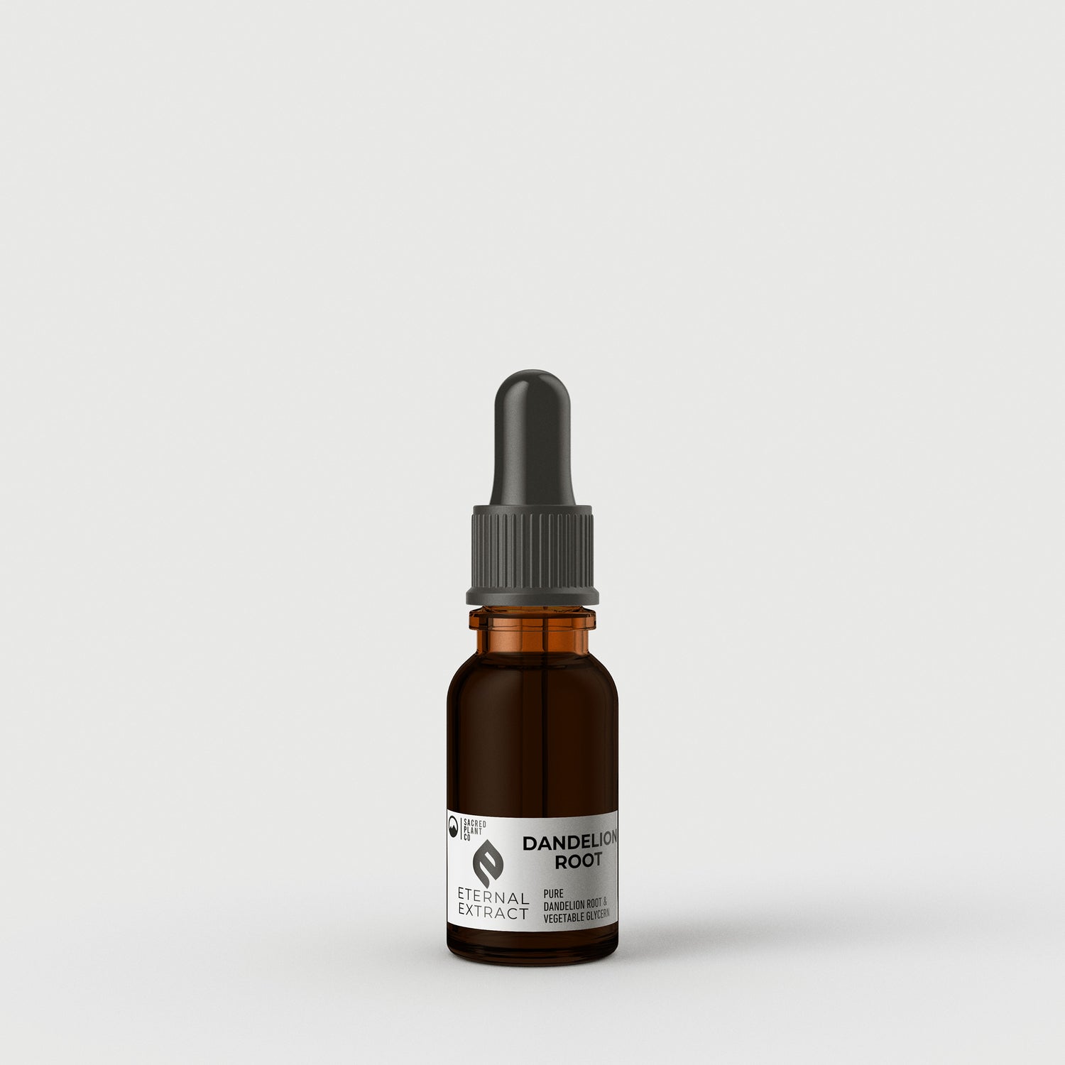 Half-Ounce Eternal Extract Dandelion Root tincture in eco-friendly amber glass, promoting digestive wellness and liver detoxification.