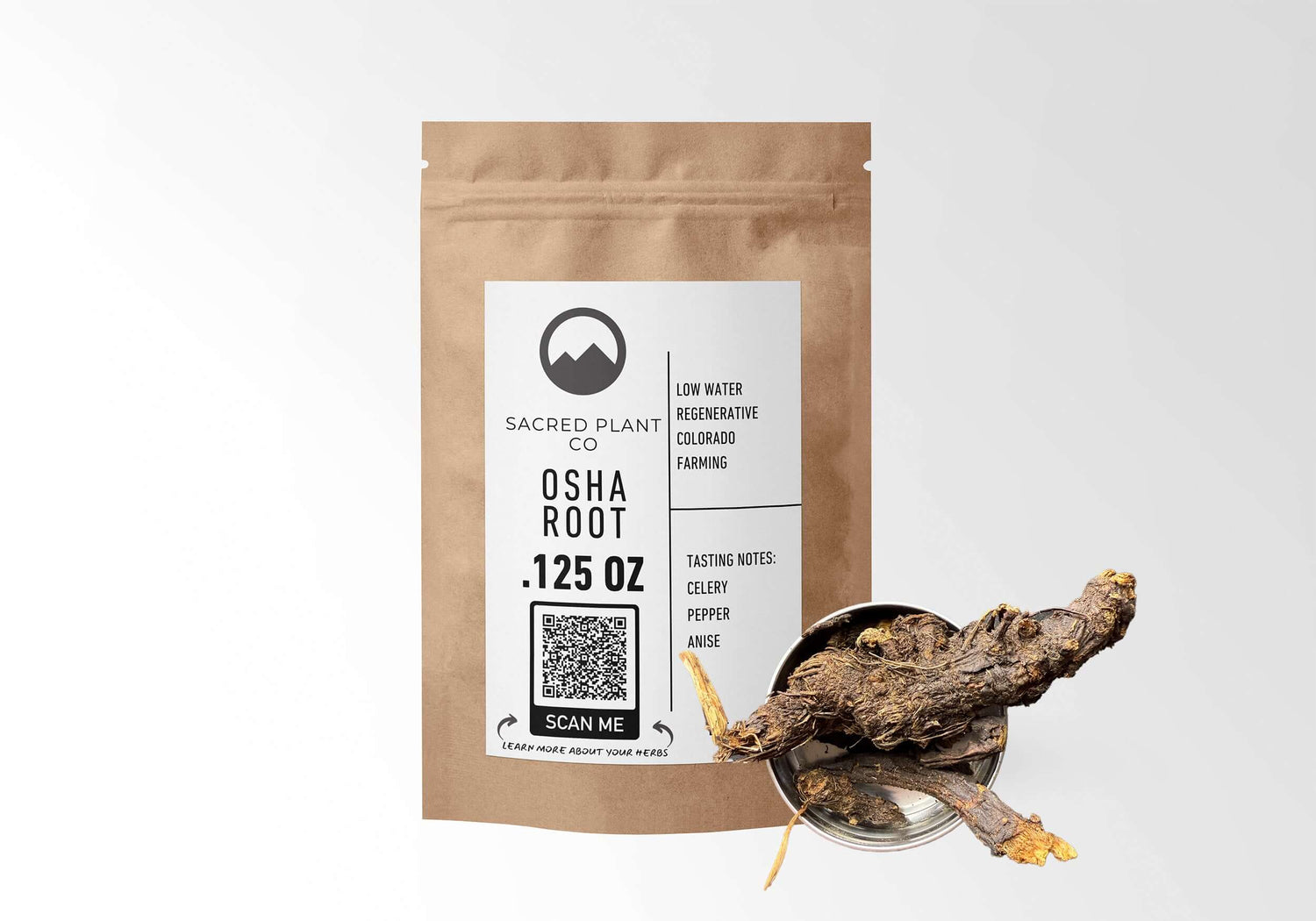Osha Root (Ligusticum porteri) whole — traditional Bear Root, hand-packed by Sacred Plant Co
