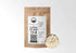 Sacred Plant Co Slippery Elm Bark 1/2 LB in kraft paper packaging with a sample in a silver tin, used for soothing the digestive tract, alleviating coughs, and promoting skin health.