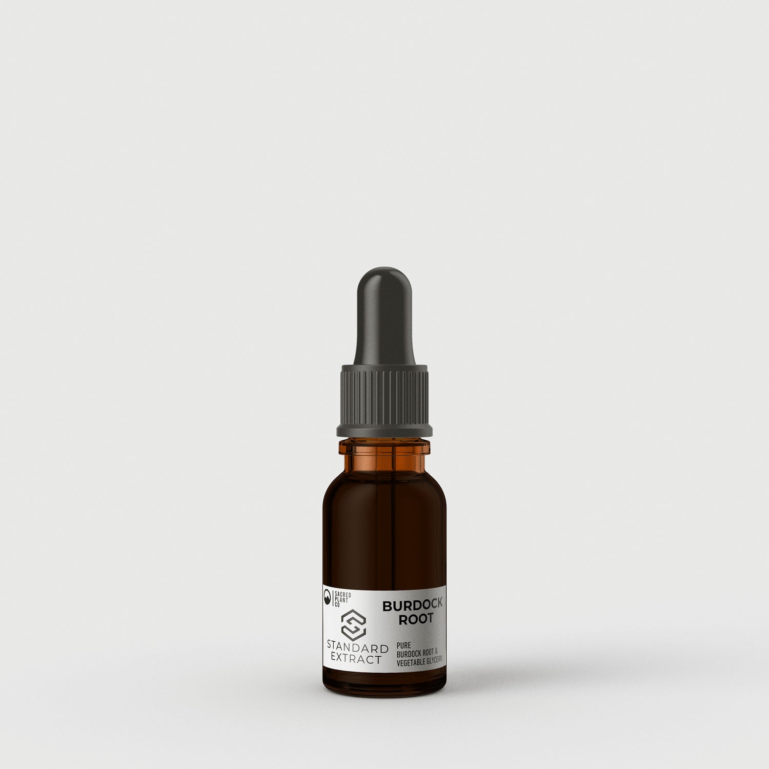 Sacred Plant Co Standard Extract Burdock Root Tincture Half Ounce, eco-friendly glass bottle, high-quality natural remedy.