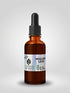 A one-ounce amber glass dropper bottle of Mullein Leaf Tincture by Sacred Plant Co, isolated on a white background. The bottle features a holographic Eternal Extract label detailing it as a pure Mullein Leaf and vegetable glycerin blend, formulated for natural respiratory support and soothing lung relief.