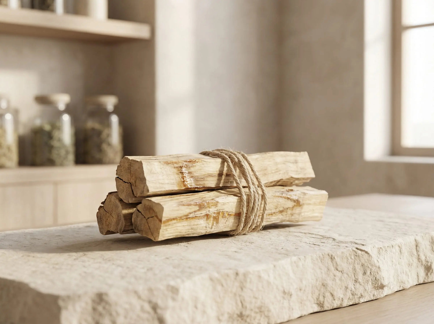 Eco-friendly Palo Santo smudge bundle. Hand-selected sticks sourced exclusively from dead, fallen wood to prevent deforestation, ready for spiritual rituals and home fragrance.