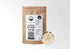 Sacred Plant Co Organic Slippery Elm Bark 1/2 LB in a kraft stand-up pouch with the holographic organic seal on the label and a sample in a silver tin.