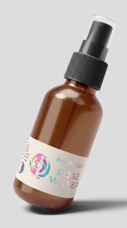 Close-up of the holographic foil rose label on Sacred Plant Co&