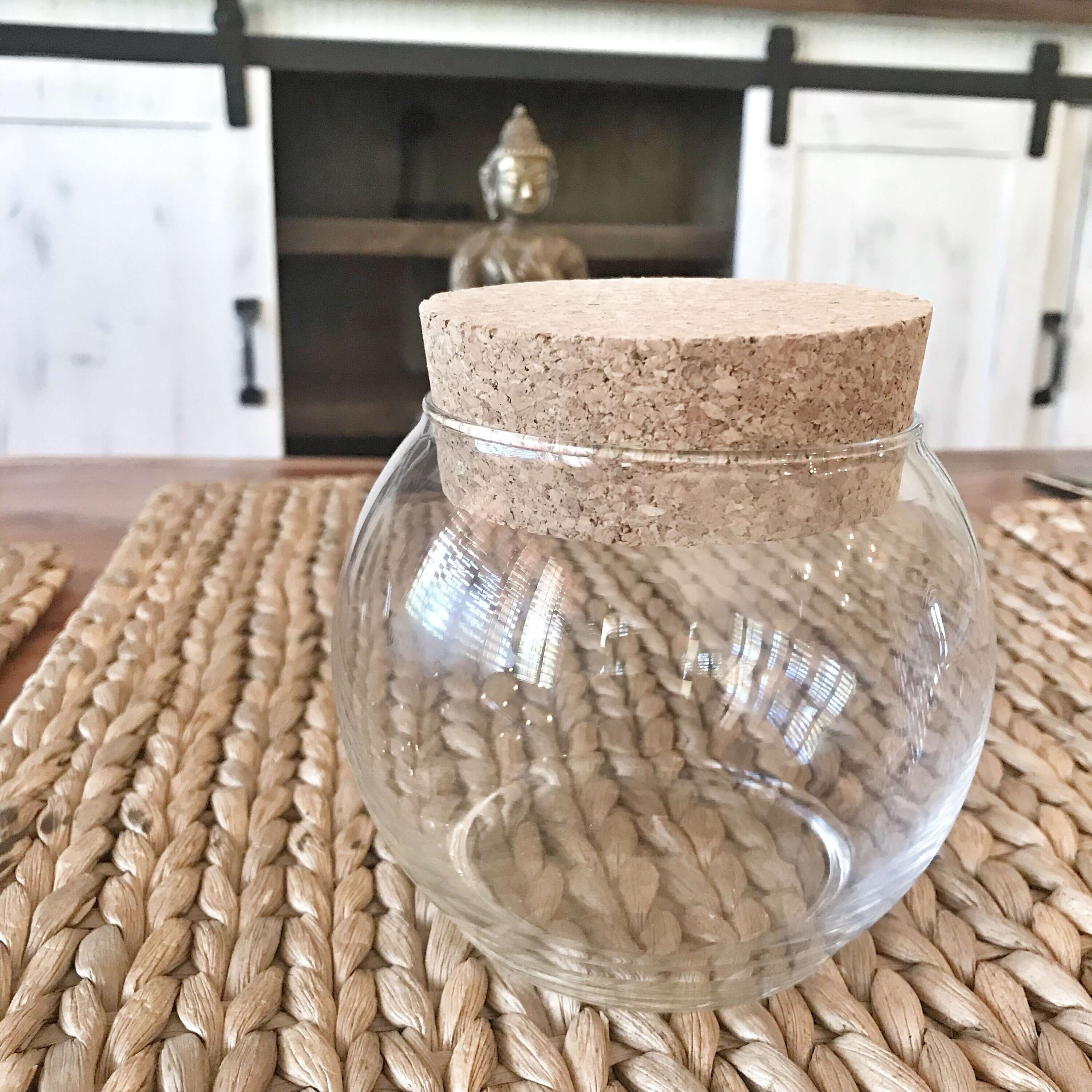 空的 Marimo 水族館 |空桌子水族館|帶有天然軟木蓋的小型球形水族箱 |辦公桌玻璃容器