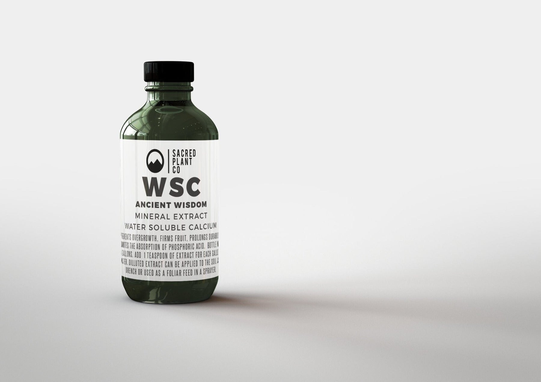 Bottle of our high-quality MINERAL EXTRACT - WSC, a key product showcasing the nutrient-rich produce of Low Water Colorado Mountain Herb Farm